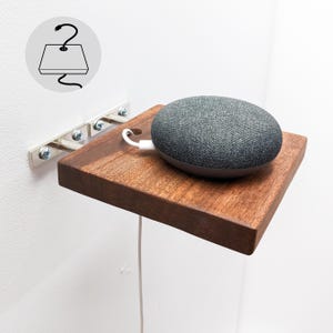 Mahogany Floating Shelf with Hole for Cable Management | Speakers, Chargers, Cords