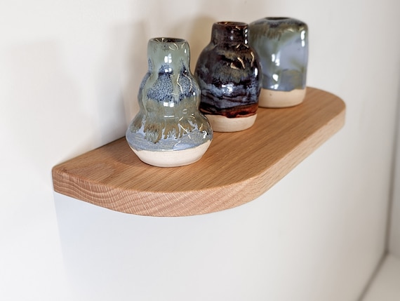 Thin Oak Floating Shelf with Rounded Corners