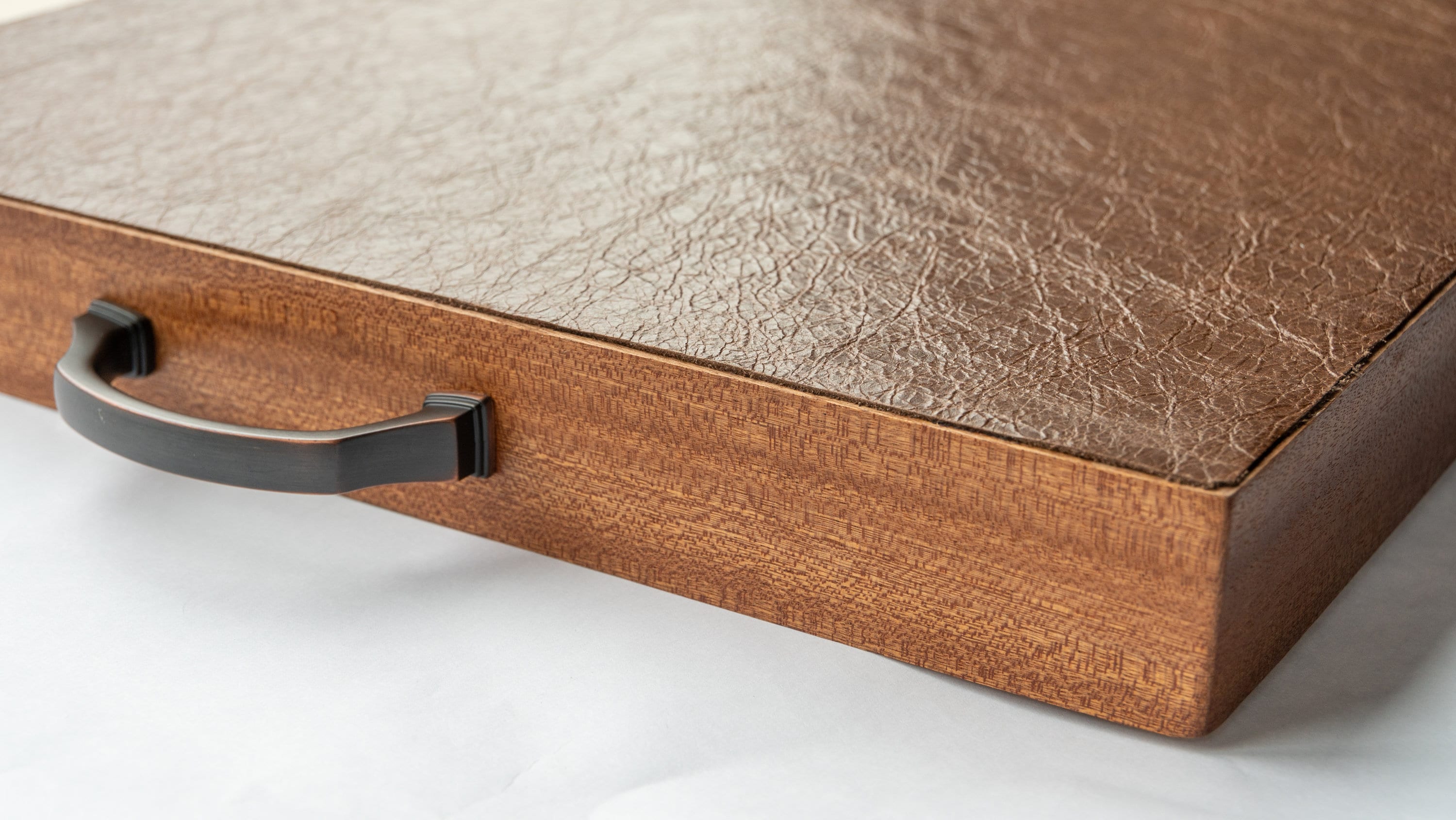 豪華　サービング　トレイセット 高級サービングトレイ | レザー、マホガニー、オーク | フルグレイン