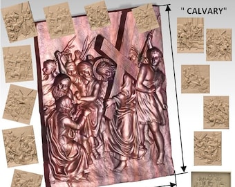 Stations of the Cross 3D STL Model, CNC Router Carving (15 Files)