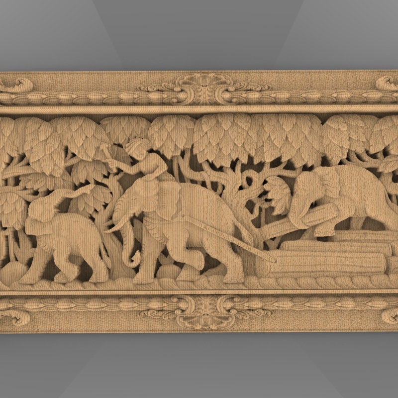 Elephants 3d STL Model for CNC Router Relief Artcam Aspire Engraver ...
