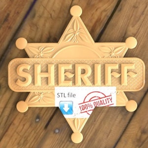 Modello STL 3D di Sheriff star per la macchina per intaglio dell'incisore Artcam Aspire CNC Router Relief