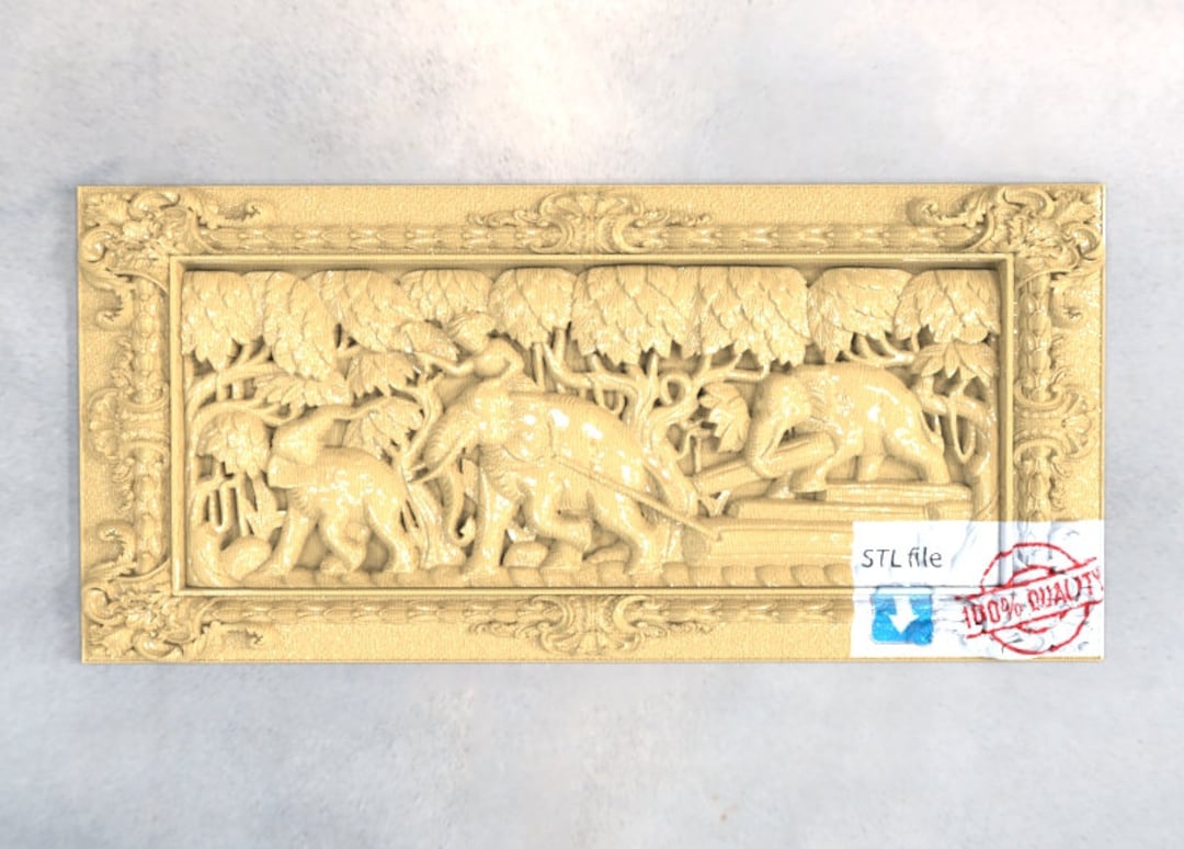 Elephants 3d STL Model for CNC Router Relief Artcam Aspire Engraver ...