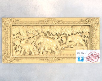 Elephants 3d STL Model for CNC Router Relief Artcam Aspire Engraver Carving Machine " Elephants"