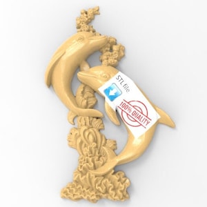 Dolphins 3d STL Model for CNC Router Relief Artcam Aspire Engraver Carving Machine &quot;Dolphins&quot;