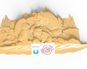 Bear Family 3d STL Model for CNC Router Relief Artcam Aspire Engraver Carving Machine "Bear Family"