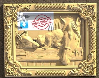 Pferd und Katze 3D STL Modell für CNC-Fräser