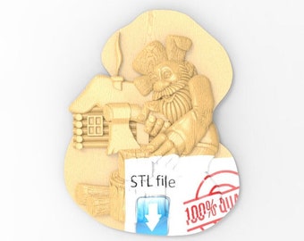 3D STL-model met reliëf van houthakker voor CNC-router