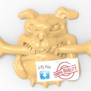 Bulldog with a bone 3d STL Model for CNC Router Relief Artcam Aspire Engraver Carving Machine &quot;Bulldog with a bone&quot;