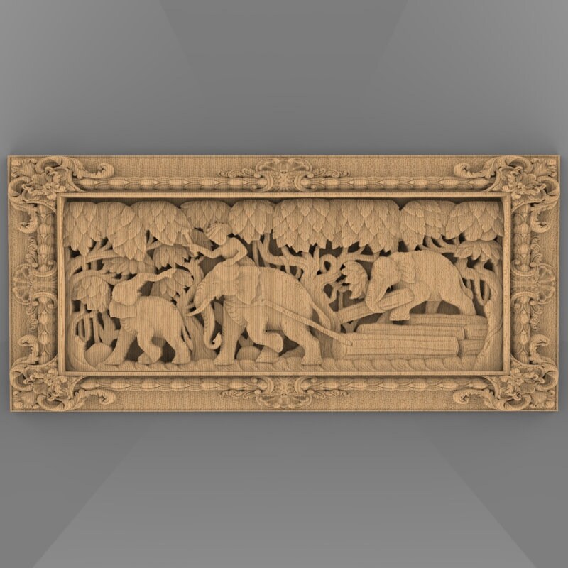 Elephants 3d STL Model for CNC Router Relief Artcam Aspire Engraver ...