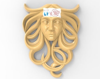 Decorative Face 3D STL Model, CNC Router Relief (Digital Download)