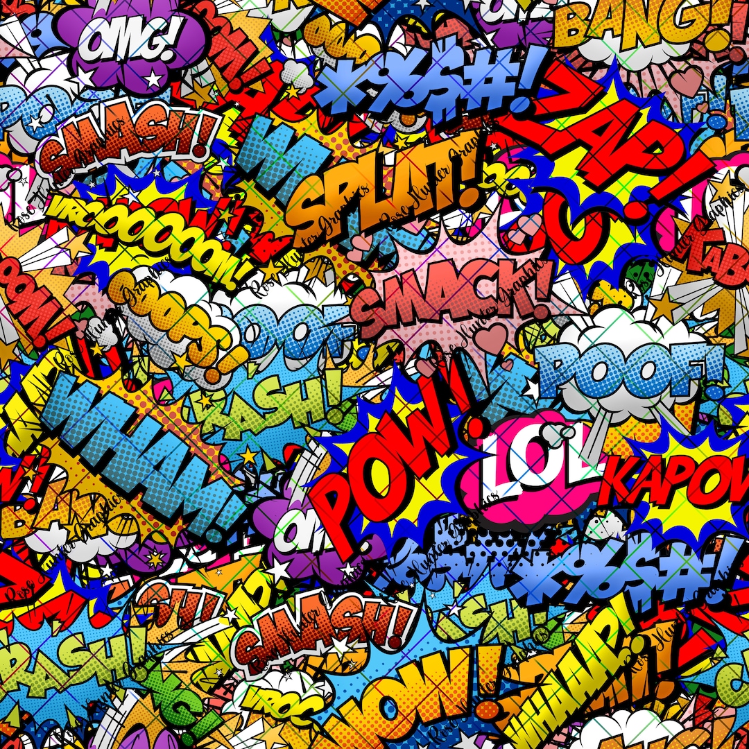 Subtle Comic Action Examples Comic Actions - Seamless Pattern - Etsy