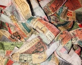 Hand Torn Travel Journey Ticket Fabric Ribbon Strips for Snippets, Junk Journals, Crazy Quilts, Fabric Banners