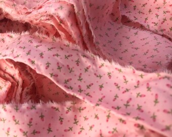 Hand torn fabric trim green prints
