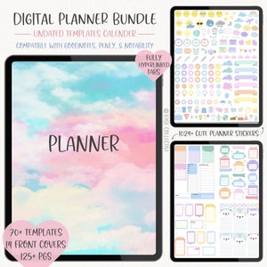 Planner digitale non datato 2025, adesivo digitale, pacchetto Whole Shop, budget, fitness, quaderno, obiettivi, pianificazione pasti per tablet iPad, GoodNotes