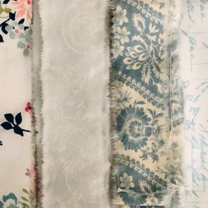 Vintage Summer Blues Hand Torn Fabric Ribbon Strips for Scrapbooks, Snippets, Junk Journals, Slow Stitching, Gift Wrap, 6 Pattern Choices
