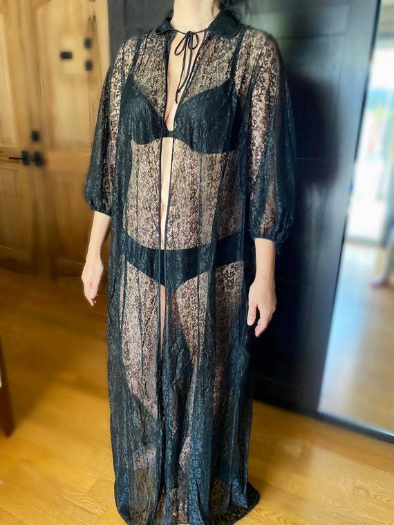 Vintage Black Dressing Gown