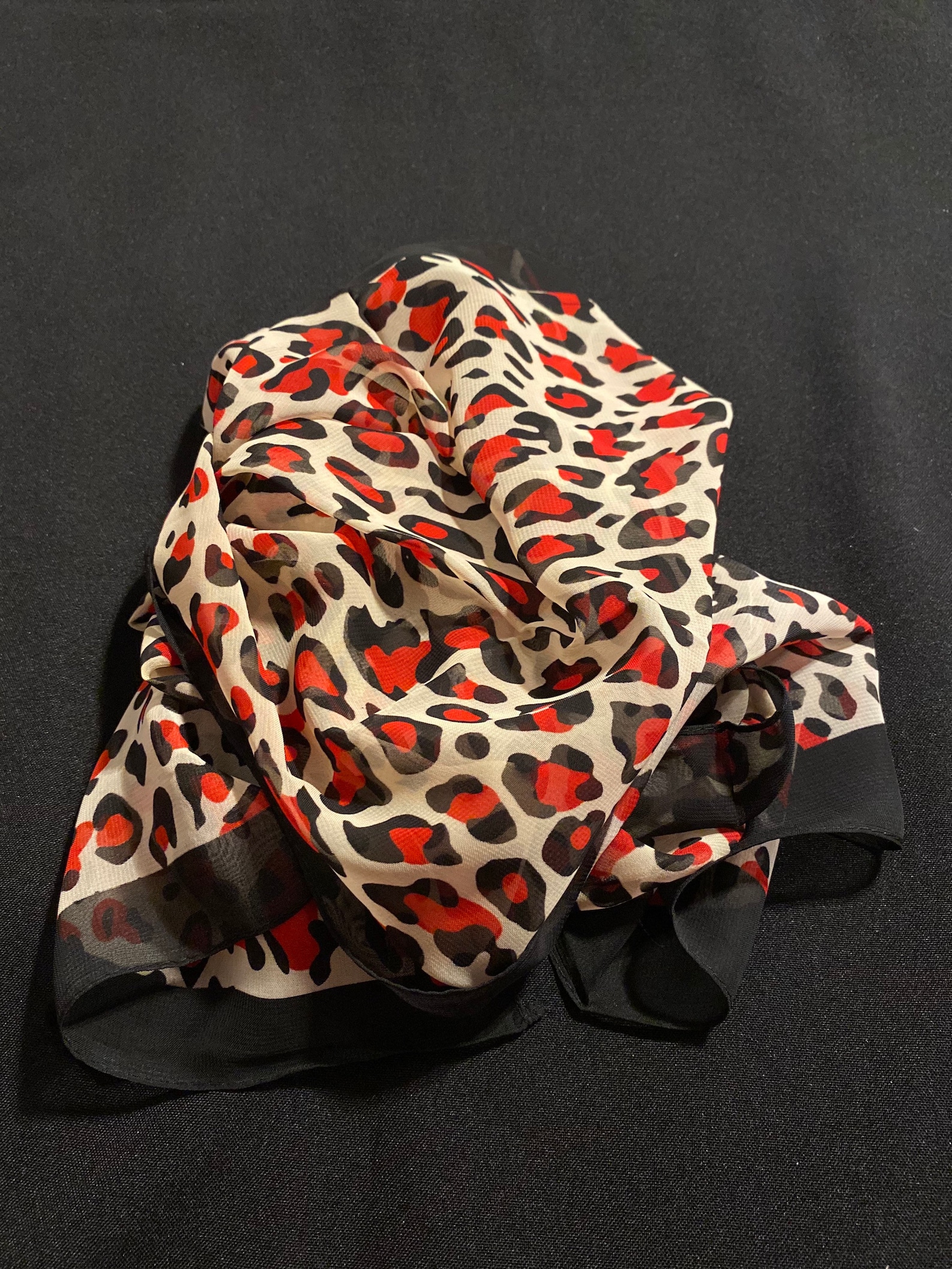 Leopard Print Scarf Red Etsy