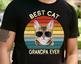 Purr-Fect Grandpa Shirt Kitty Gift On Grandparents Day Cat Lover Tee For Grandfather Kitten Owner T- Shirt For Gramps Granddad