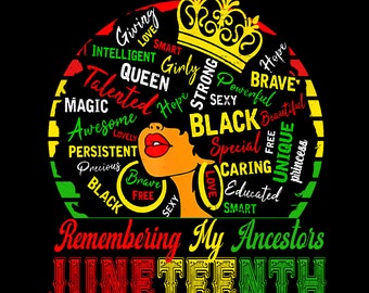 Juneteenth Black Queen PNG: Afro Lady Pride (Digital Download)