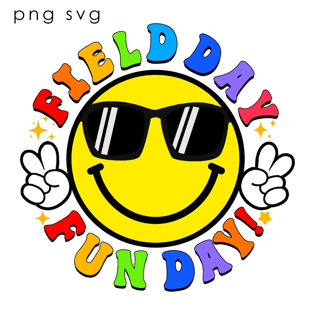 Field Day Fun Day Svg, Field Day Svg, Retro School Game Day, Smiley