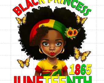 Juneteenth Clipart: Black Princess Girl with Curly Hair (PNG SVG)