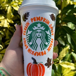 Custom Reusable Pumpkin Spice Cup/Fall Hot Coffee Cup/Starbucks Hot Chocolate Fall Cup/Pumpkin Coffee Mug/Hello Fall Cup/Fall Season