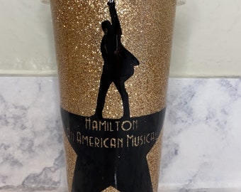 Custom Reusable Full Glitter Inspired By Hamilton Starbucks Cold cup Tumbler With Straw
