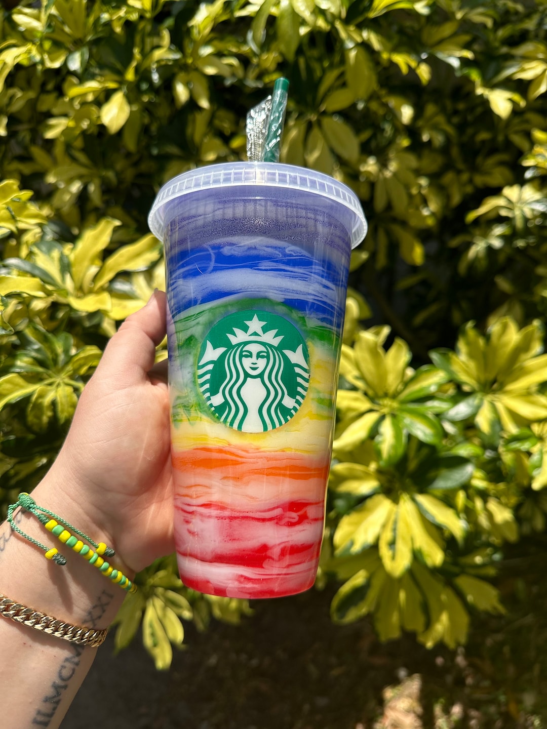 Custom Rainbow Marble Cup | Marble Starbucks Cup | Reusable | Rainbow ...