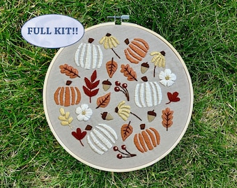 Fall Foliage Embroidery Kit, Needlepoint Kit, Cross Stitch Kit, Craft Kit, Hand Embroidery, Embroidery Set