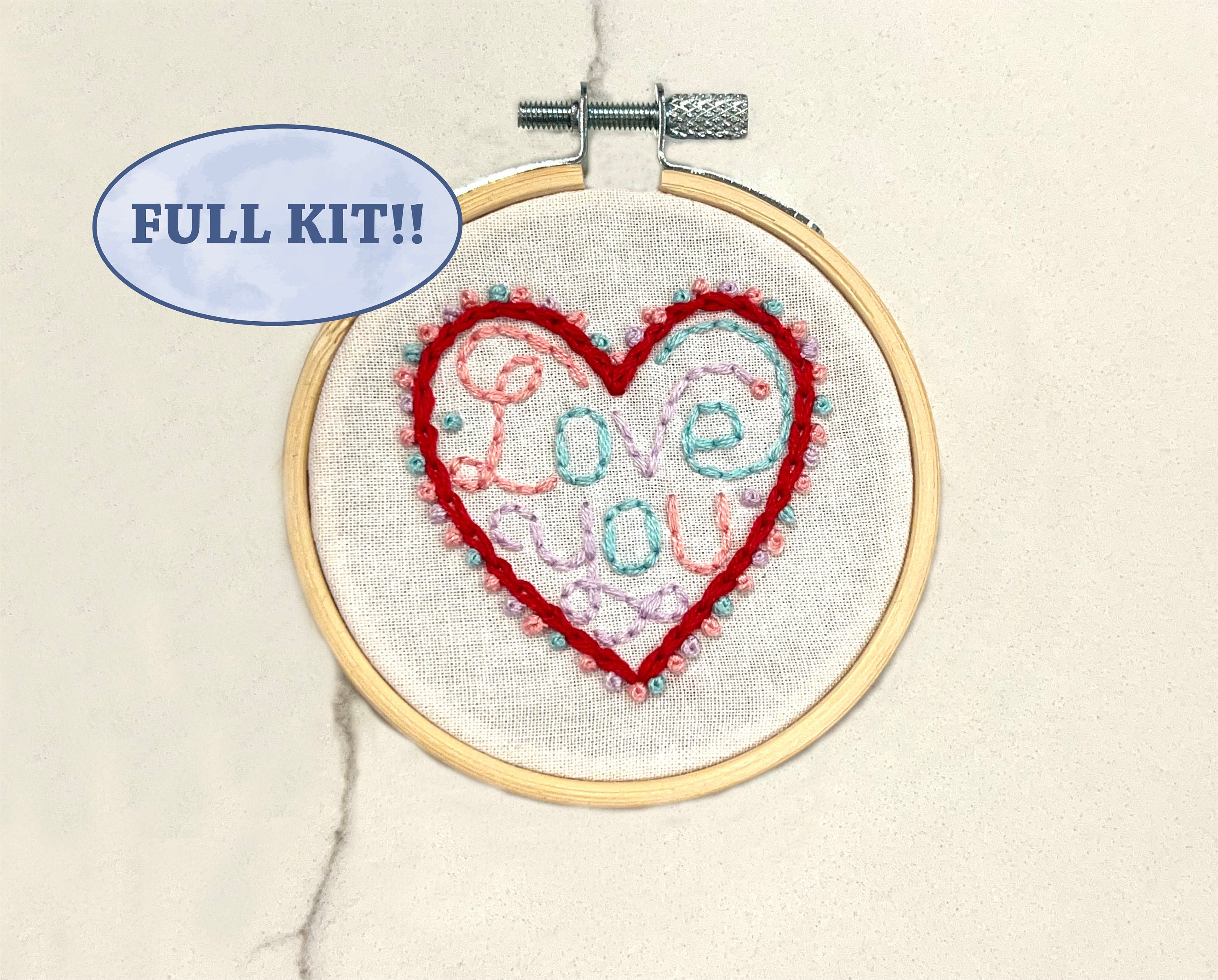 Love You Small Embroidery Kit, Needlepoint Kit, Cross Stitch Kit, Craft Kit, Hand Embroidery, Embroidery Set