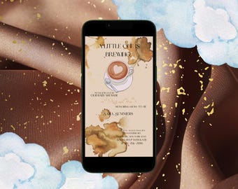 Editable Coffee Brew Baby Shower Invitation Template, Gender Neutral Printable Coffee Lover Baby Shower Digital Evite Template