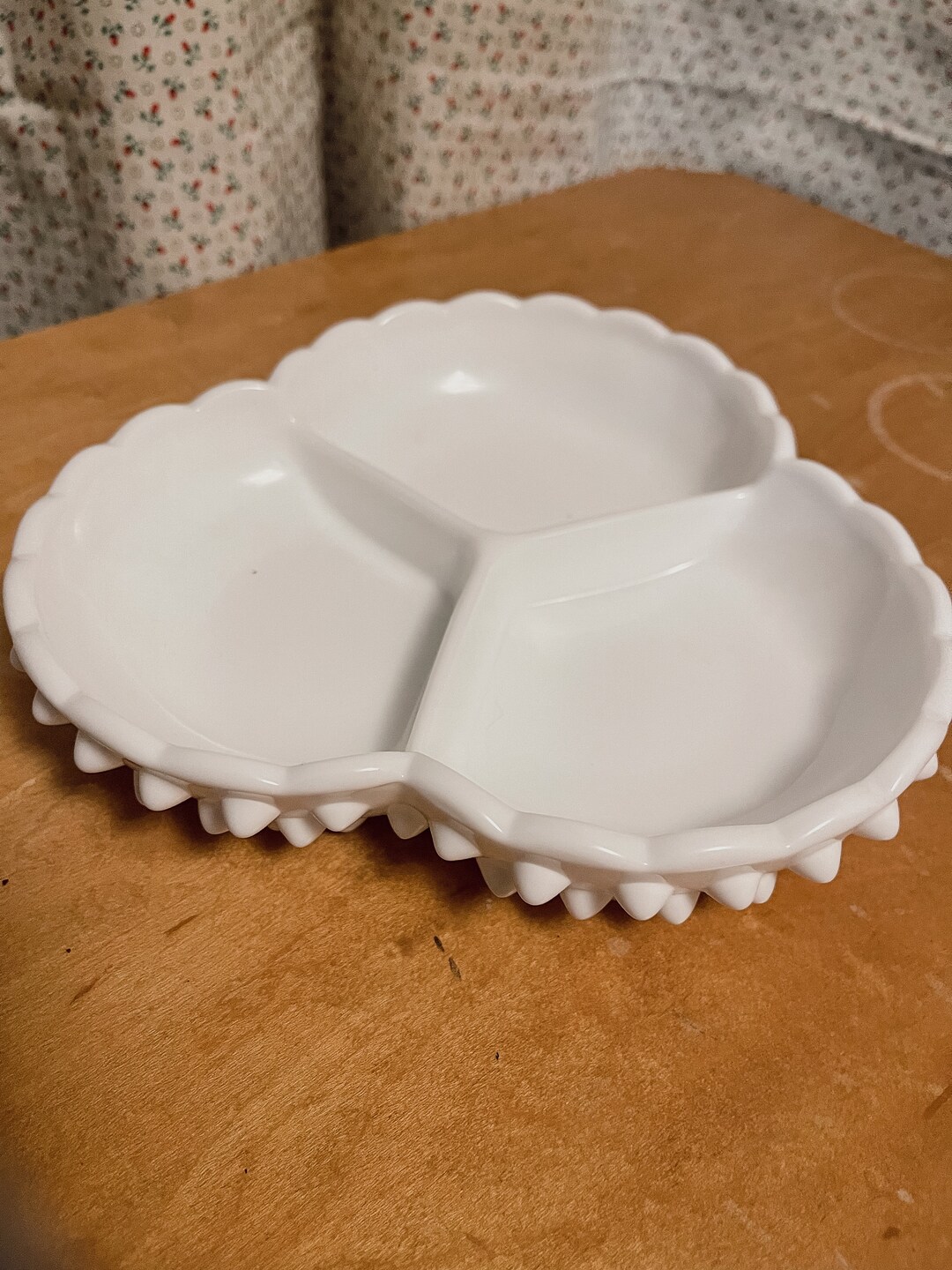 Vintage Hobnail Milk Glass Serving Dish Etsy
