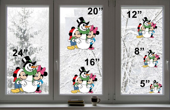 Mickey and minnie christmas window decorations Clearance
