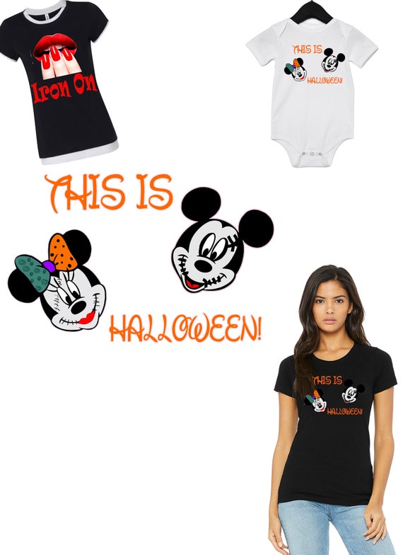 Halloween Mickey and Minnie nails decals clear vinyl. Peel and Stick