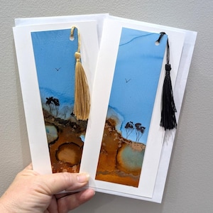 Jeu de cartes peintes à la main – Marque-pages artistiques originaux, bleu par lot (paquet de 2)