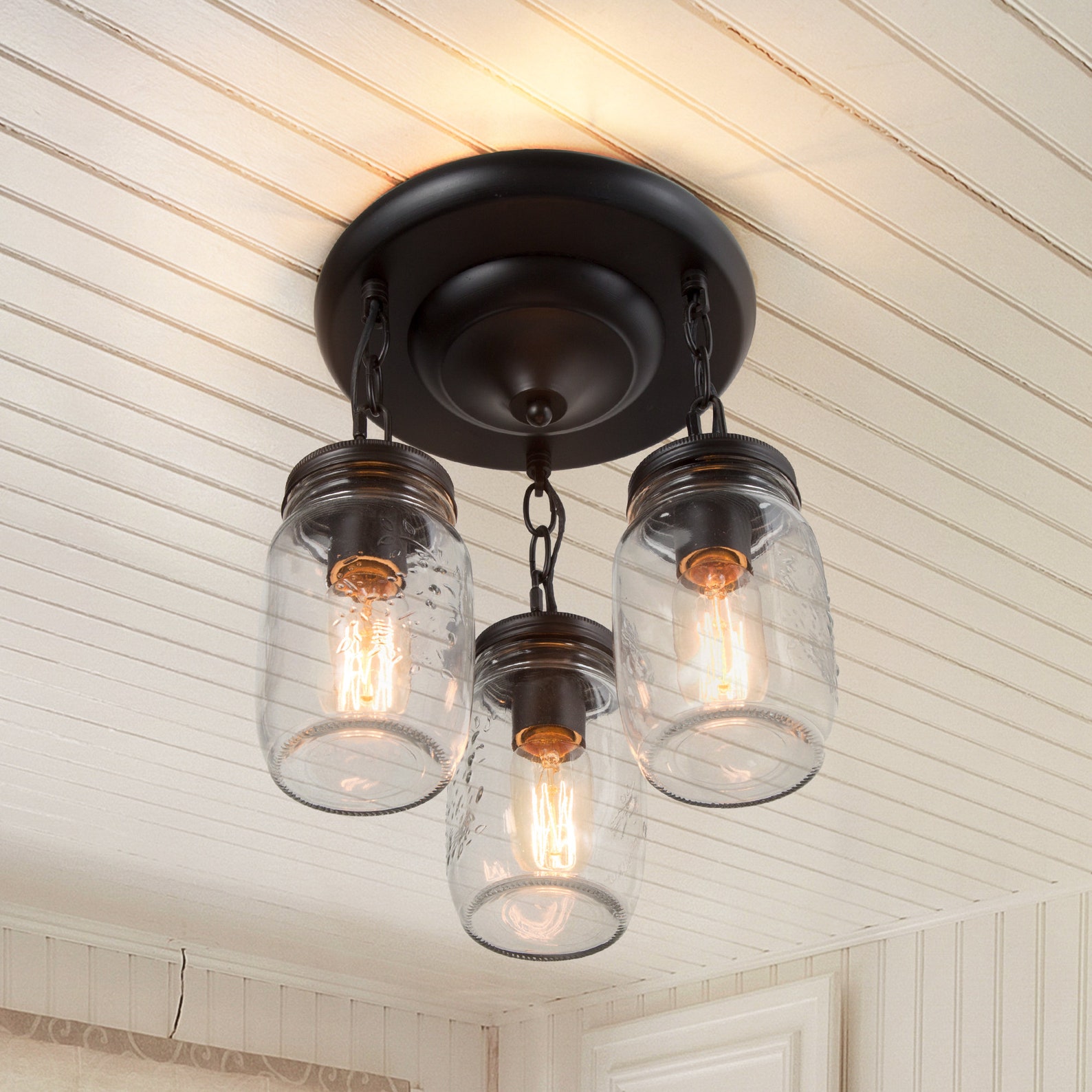 Mason Jar Lights SemiFlush Mount Ceiling Light Mason Jar Etsy