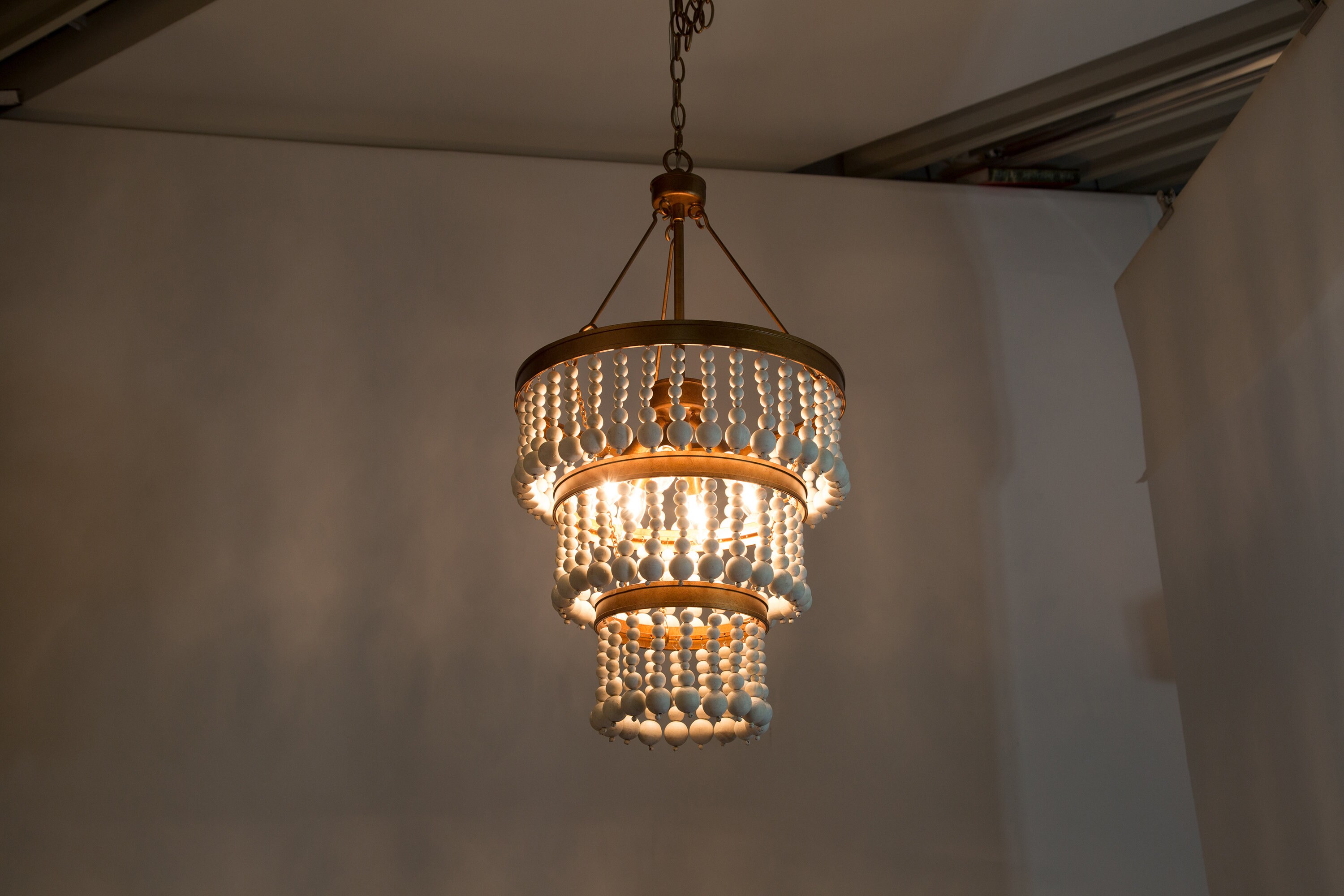 Bohemian decor Chandelier Lighting Wood bead chandelier Etsy