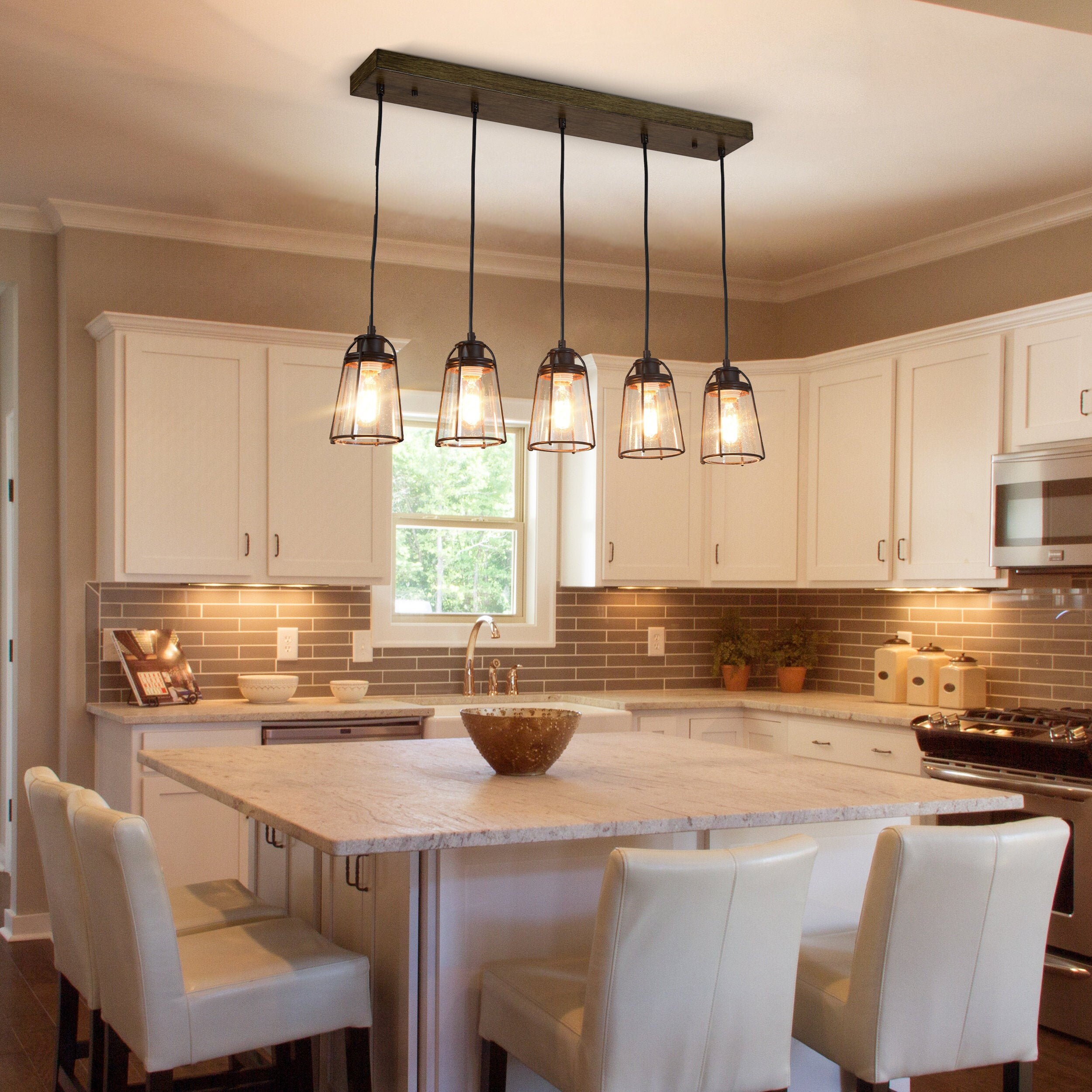 Glass pendant light Kitchen island light Modern farmhouse Etsy