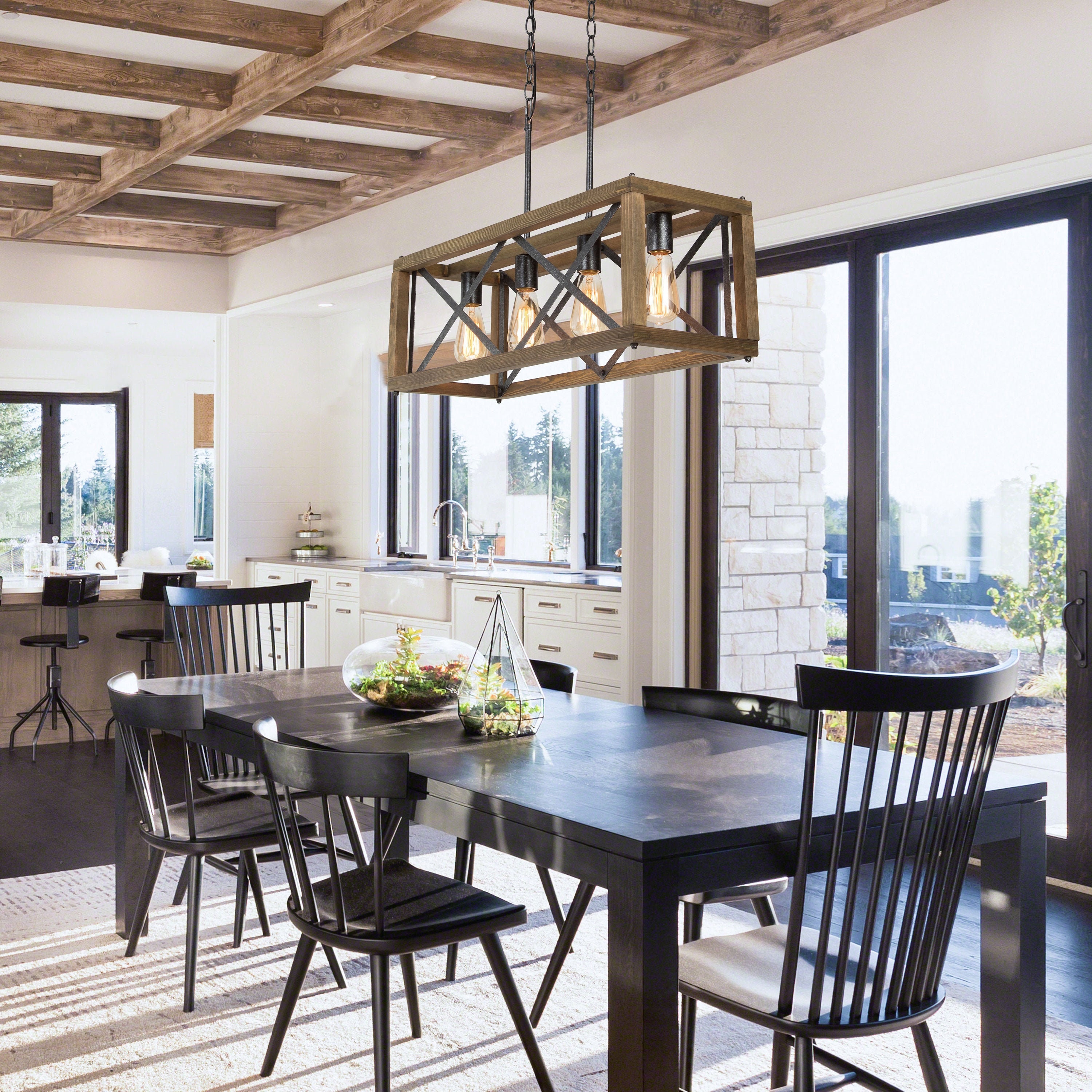 Kitchen Island Light Fixture Wood Pendant Light Handmade Etsy UK