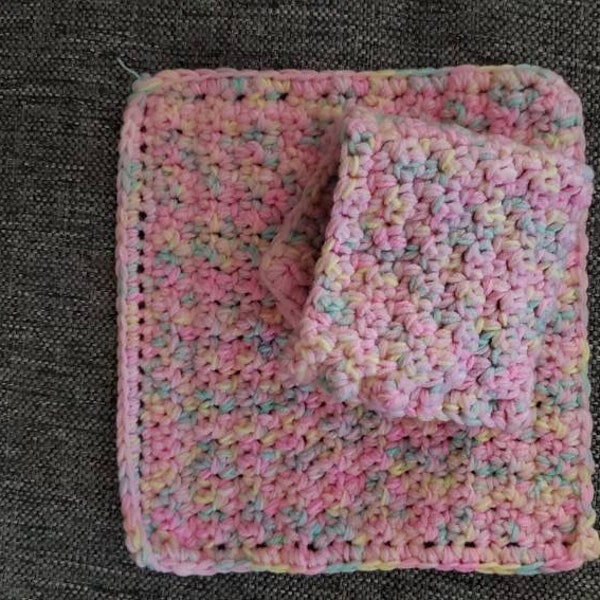 Crocheted spring dish/wash cloths