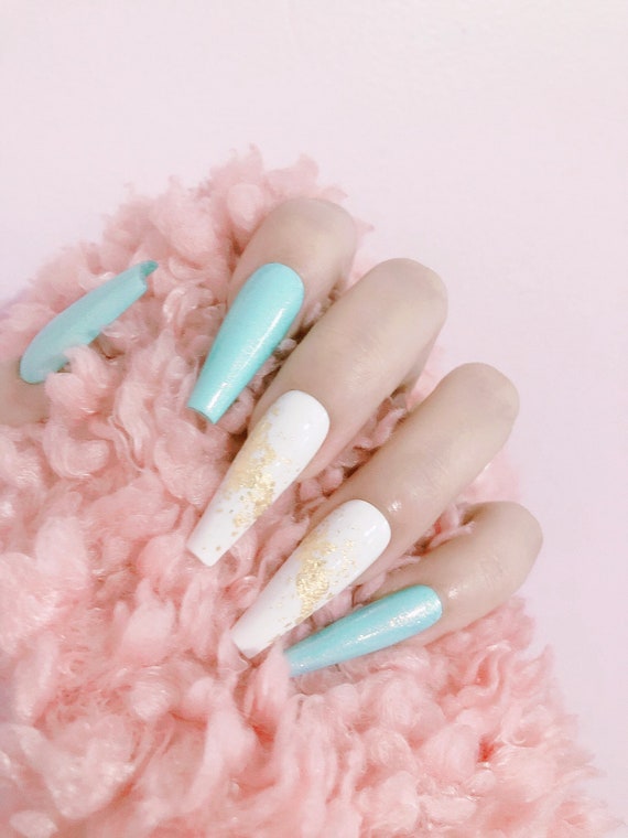Baby Blue With Fairy Dust And Gold Foil Design Nail Art Press Etsy Baby Blue With Fairy Dust And Gold Foil Design Nail Art Press Etsy