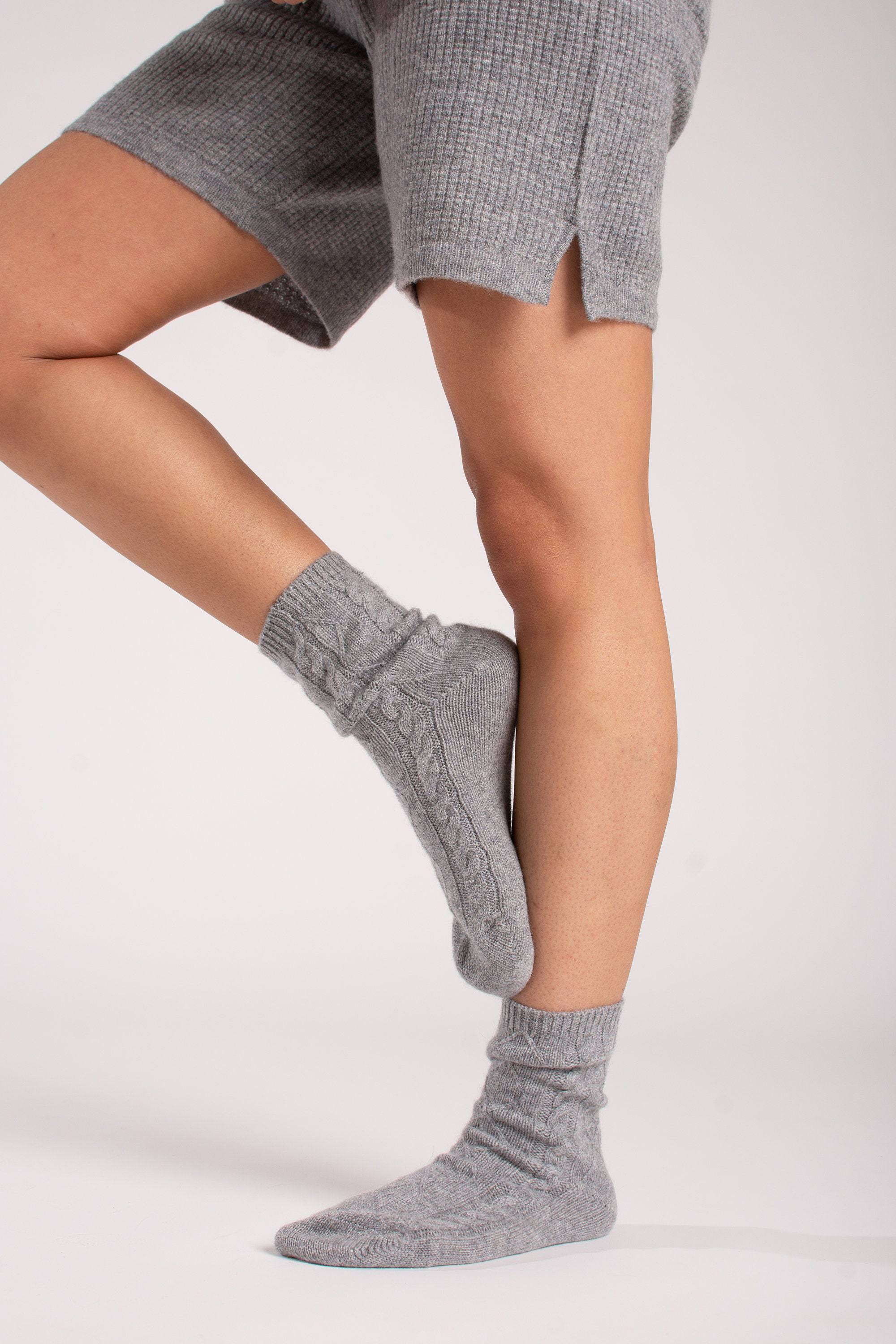 Cozy 100% Cashmere Cable Knit Socks Made in USA 