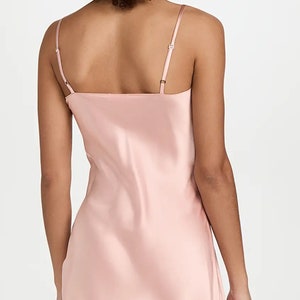 KAREN THOMAS 100% Silk Womens Nightgown slip dress pajamas, chemise lingerie with adjustable straps image 3
