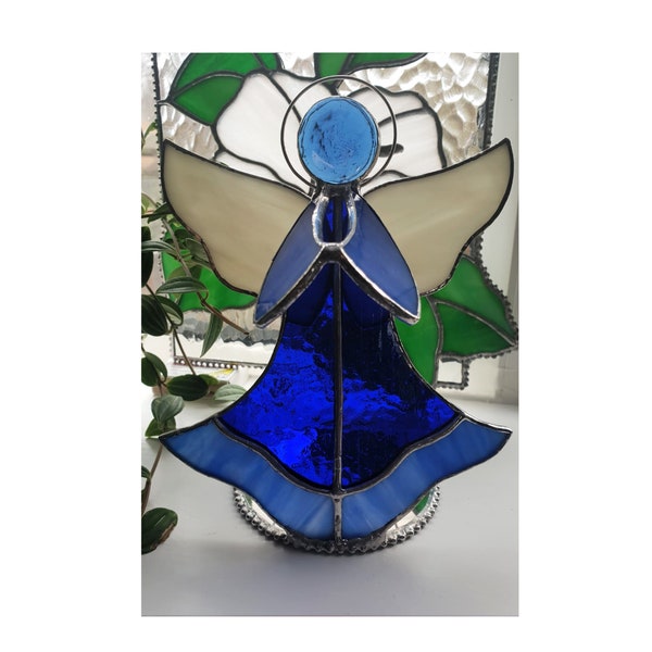 Stained Glass Angel Candle Holder / Tealight Burner / 3D Ornament / Gift / Remembrance / Mourning / Memorial / Guardian Angel / Handmade