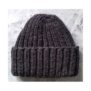 Hand Knit 100% Pure Alpaca Rib Hat - Aran Weight Wool Beanie - Ladies & Men's / Turn Back Cuff / Soft Warm Luxury Winter / Made To Order