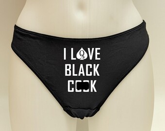 Me encanta la polla negra QOS Tanga / Marido cornudo Bragas cornudo / BBC Puta Esposa infiel Cum Puta / Reina de espadas Hotwife Swinger Lencería bdsm