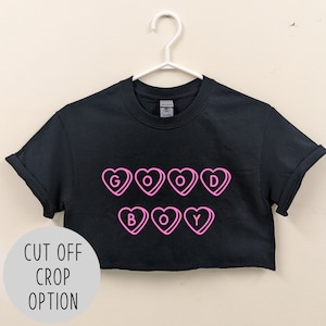 Cute Good Boy Hearts Crop Top / Sissy Boy Cuckold Shirt / Femdom Fdom Msub Kink / Mistress and Sissy Slave T-Shirt / Femboy Femboi Crop Top