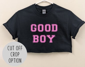 Good Boy Varsity Crop Top / Sissy Boy Cuckold Shirt / Femdom Fdom Msub Kink / Mistress and Sissy Slave T-Shirt Femboy Femboi Crop Top Shirt