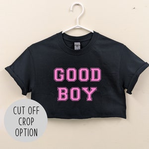 Good Boy Varsity Crop Top / Sissy Boy Cuckold Shirt / Femdom Fdom Msub Kink / Mistress and Sissy Slave T-Shirt Femboy Femboi Crop Top Shirt